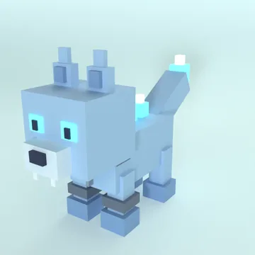 Specter Wolf: blocky low-poly 3D model