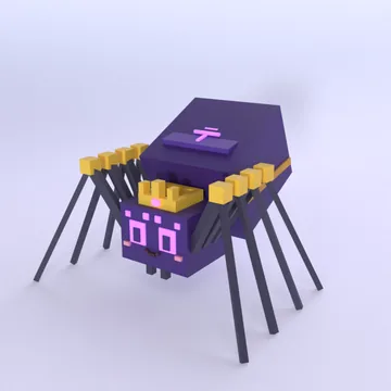 Spider Queen: blocky low-poly 3D model