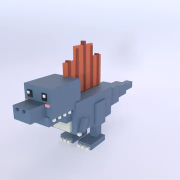 Spinosaurus: blocky low-poly 3D model