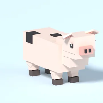 Spotted Pig: blocky low-poly 3D model