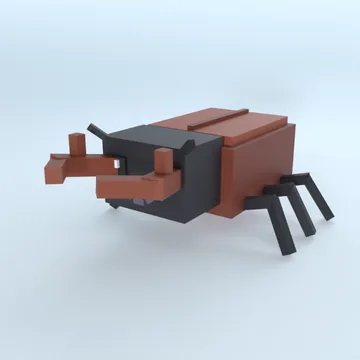 Stag Beetle: blocky low-poly 3D model