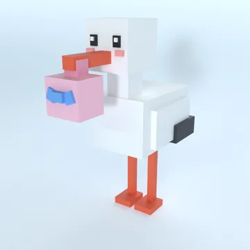 Stork: blocky low-poly 3D model