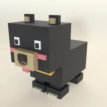 Sun Bear: blocky low-poly 3D model