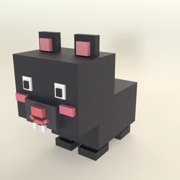 Tasmanian Devil: blocky low-poly 3D model