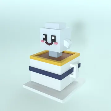 Teacup Spook: blocky low-poly 3D model