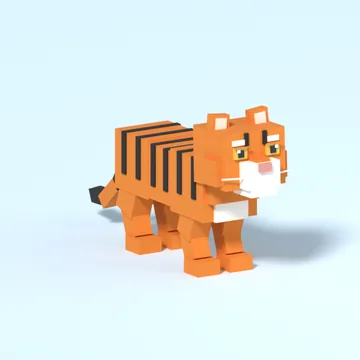 Tiger: blocky low-poly 3D model