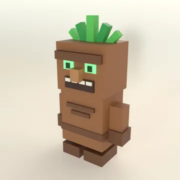 Tiki Golem: blocky low-poly 3D model