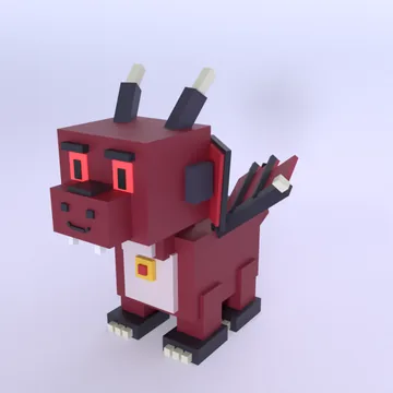 Vampire Dragon: blocky low-poly 3D model