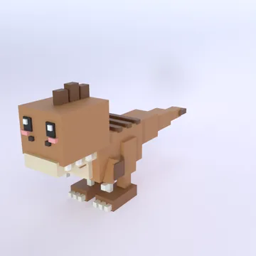 Velociraptor: blocky low-poly 3D model