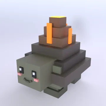 Volcano Tortoise: blocky low-poly 3D model