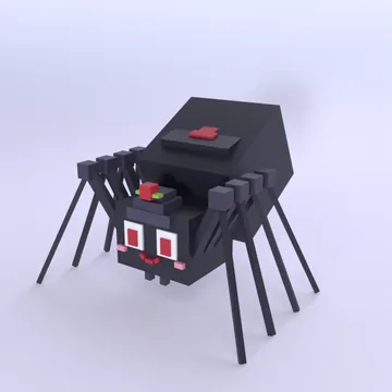 Widow Spider: blocky low-poly 3D model