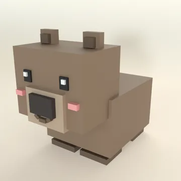 Wombat: blocky low-poly 3D model