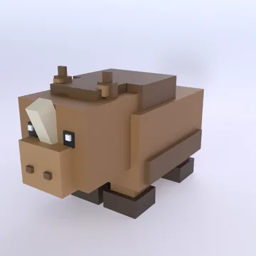 Woolly Rhino: blocky low-poly 3D model