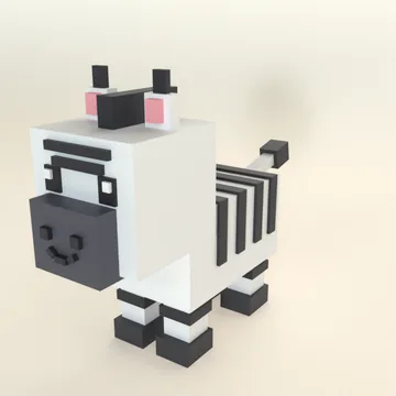 Zebra: blocky low-poly 3D model from Cube Pets Mega Pack 3
