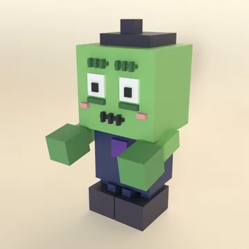 Zombie: blocky low-poly 3D model