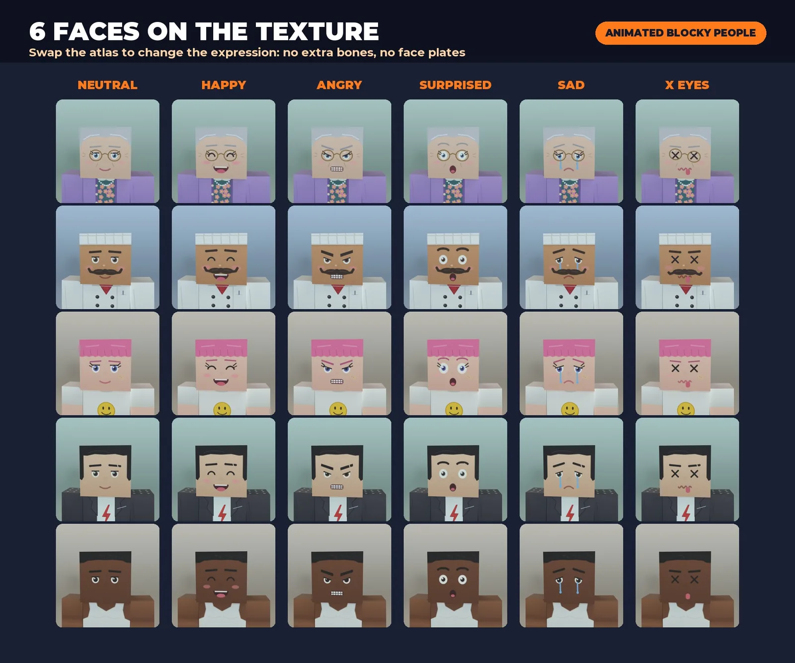 6 faces on the texture