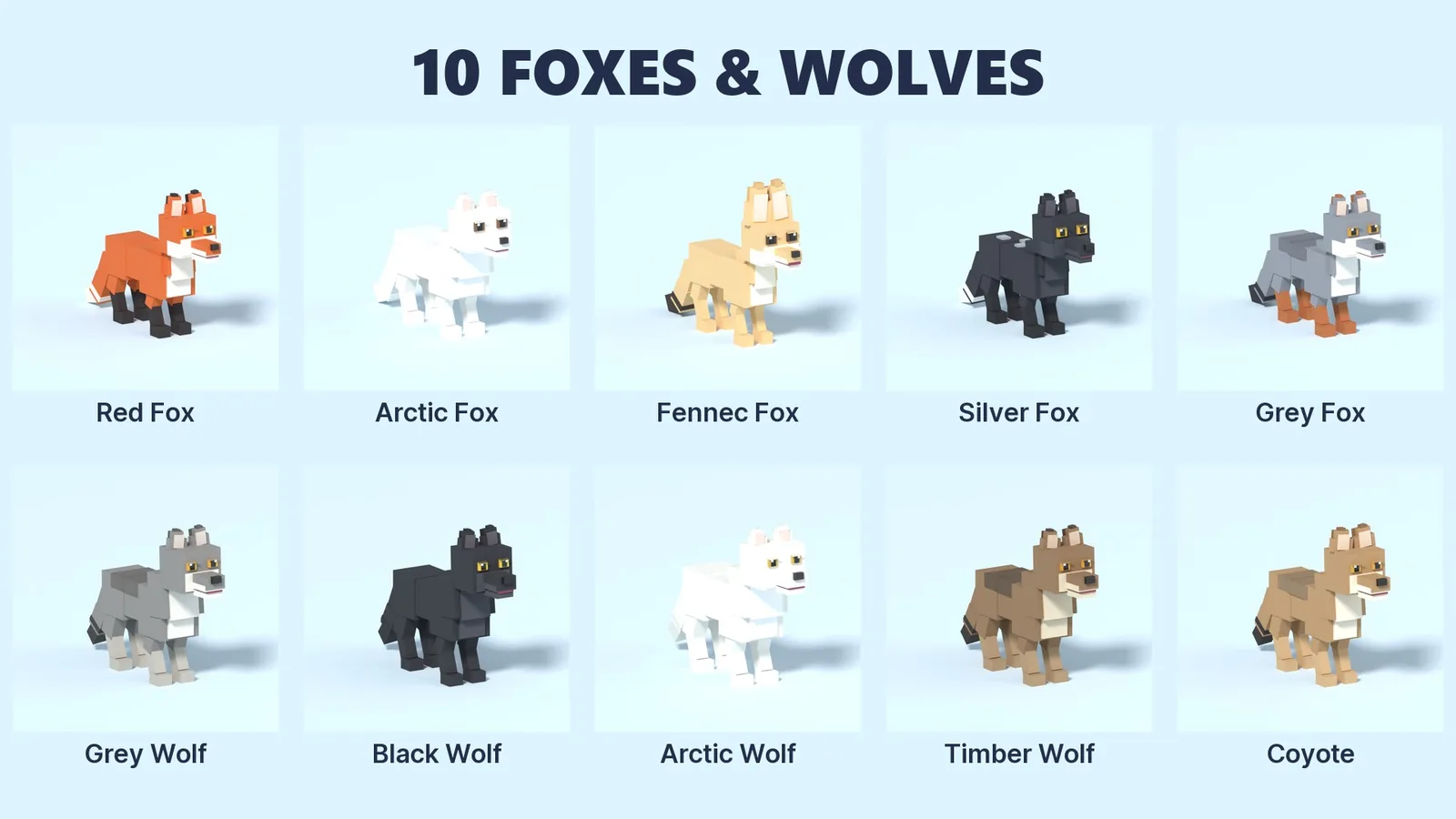 10 foxes and wolves