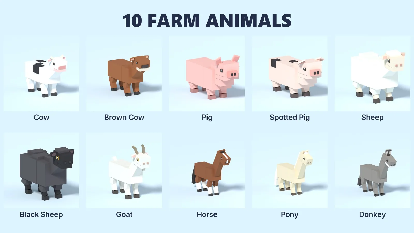 All 10 farm animals