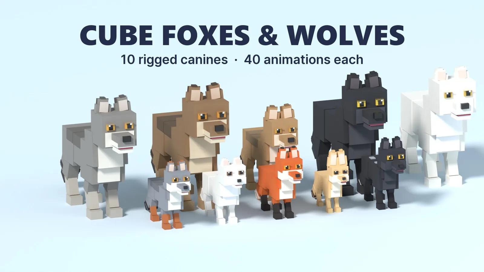 Animated Cube Foxes & Wolves