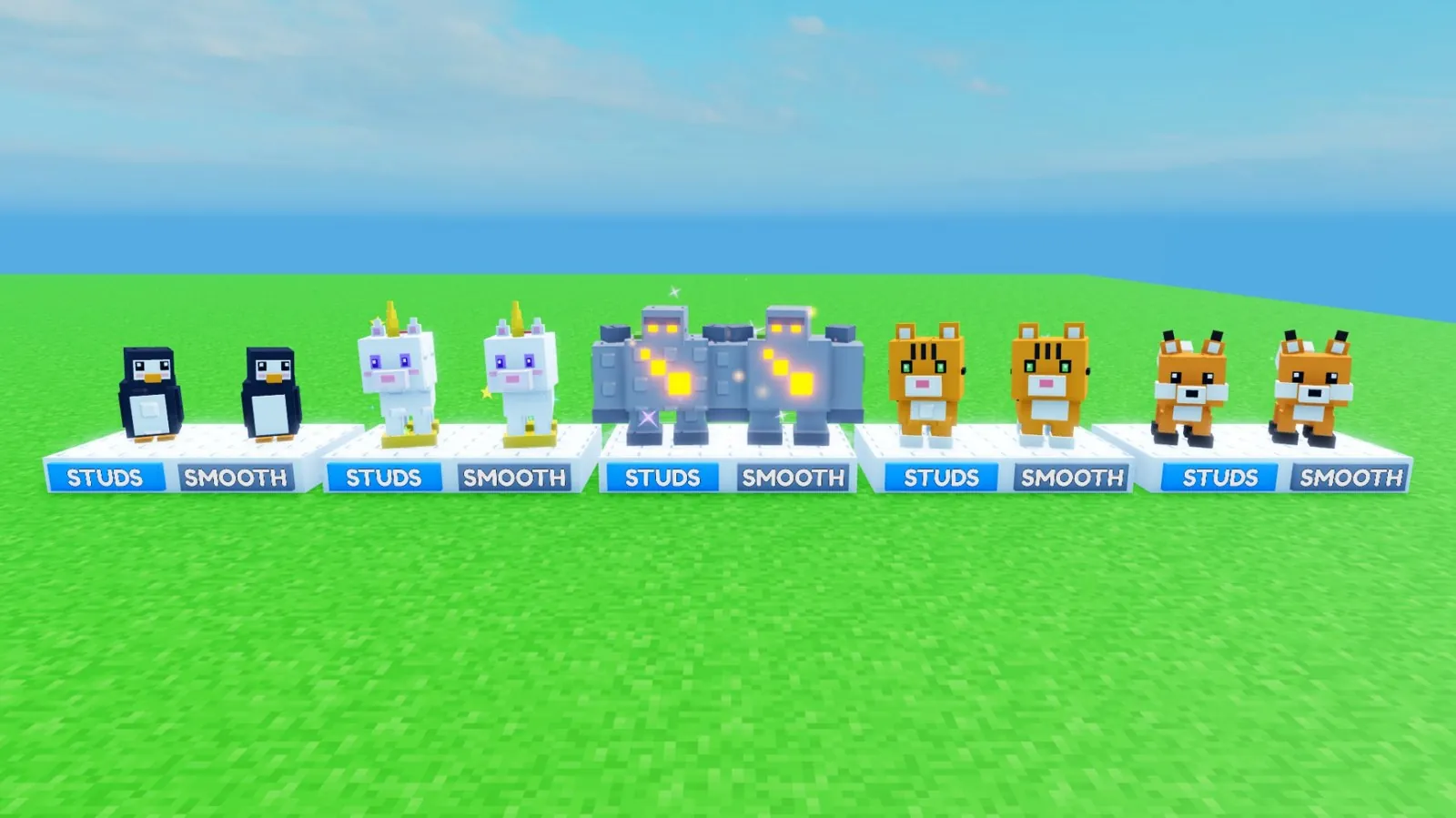 Every Cube Pet comes in both looks: studs and smooth